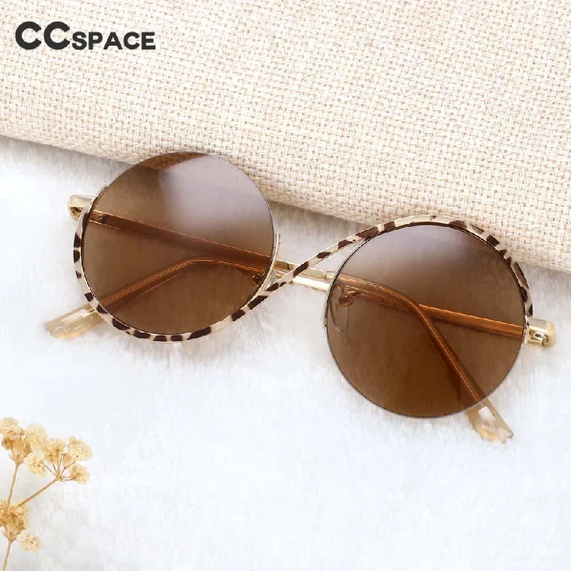 Unisex prescription - compatible sunglasses for daily use CCspace Unisex Semi Rim Round Alloy Frame Sunglasses 54042 Unisex prescription - compatible sunglasses for daily use CCspace Unisex Semi Rim Round Alloy Frame Sunglasses 54042