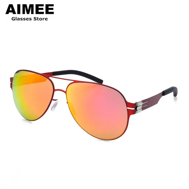 Men's sporty sunglasses with anti - slip nose pads Aimee Men's Full Rim Oval Double Bridge Stainless Steel Polarized Sunglasses 6114 Men's sporty sunglasses with anti - slip nose pads Aimee Men's Full Rim Oval Double Bridge Stainless Steel Polarized Sunglasses 6114