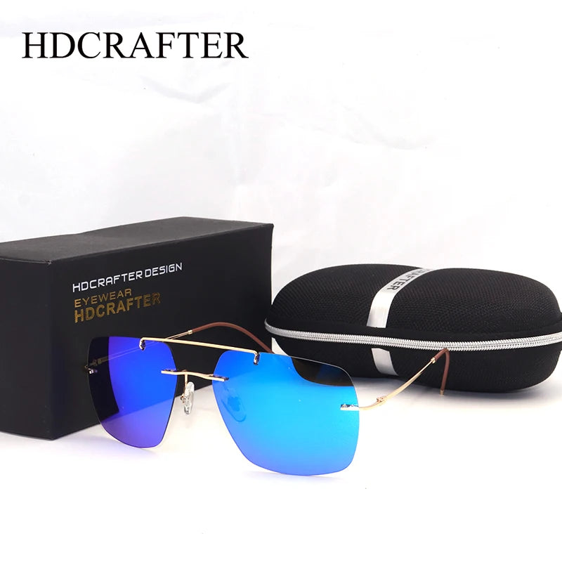 Men's cycling sunglasses with a vented design Hdcrafter Unisex Rimless Square Double Bridge Titanium Sunglasses 98027 Men's cycling sunglasses with a vented design Hdcrafter Unisex Rimless Square Double Bridge Titanium Sunglasses 98027