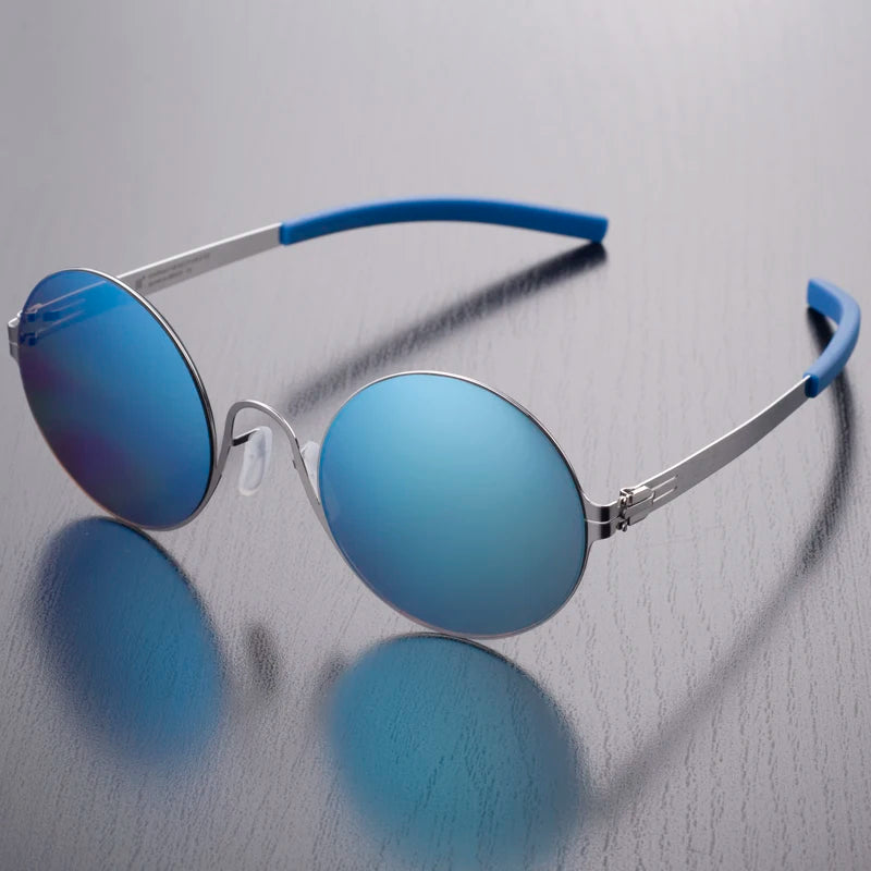 Men's sunglass cases with multiple compartments Aimee Unisex Full Rim Round Screwless Stainless Steel Sunglasses 9318 Men's sunglass cases with multiple compartments Aimee Unisex Full Rim Round Screwless Stainless Steel Sunglasses 9318