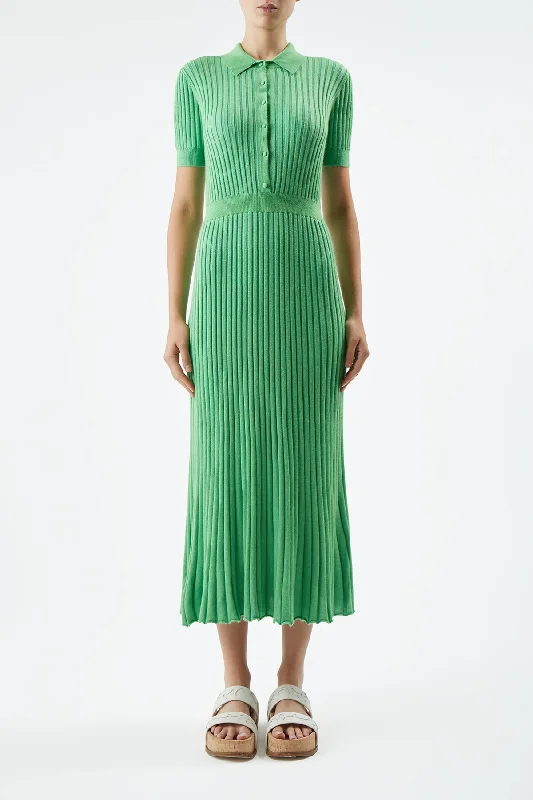 Amor Knit Dress in Fluorescent Green Cashmere Silk