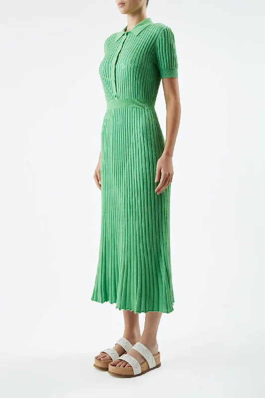 Amor Knit Dress in Fluorescent Green Cashmere Silk