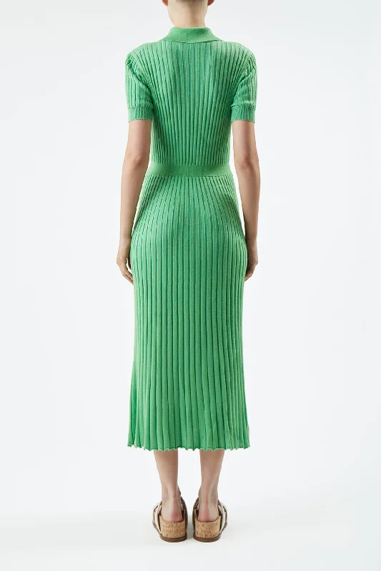 Amor Knit Dress in Fluorescent Green Cashmere Silk