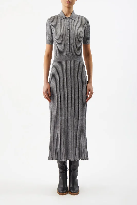 Amor Knit Dress in Heather Grey Cashmere Silk