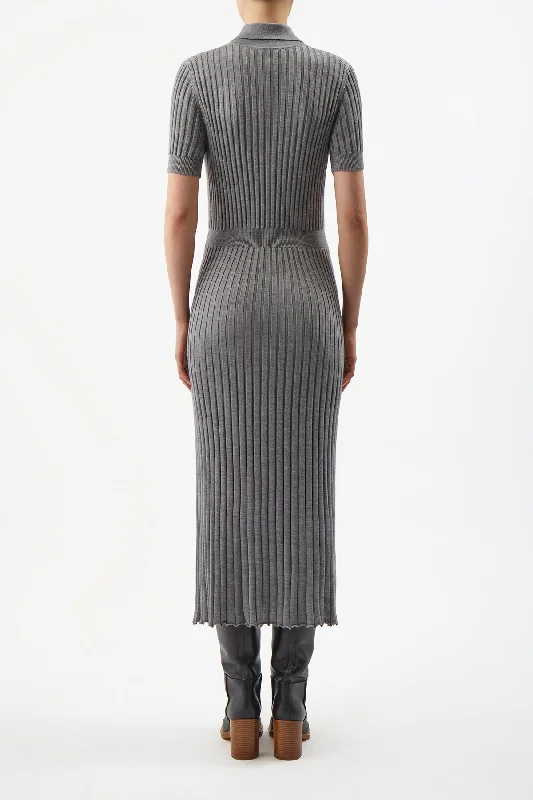 Amor Knit Dress in Heather Grey Cashmere Silk