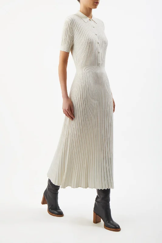 Amor Knit Dress in Ivory Cashmere Silk