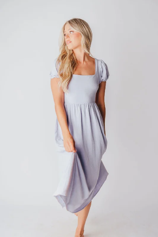 August Open Back Midi Dress in Morning Glory - Bump Friendly