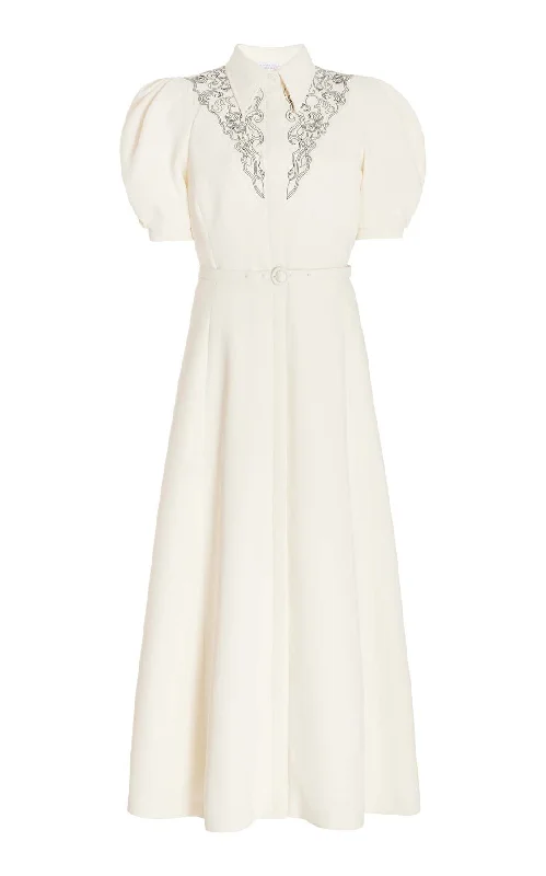 Billy Dress in Ivory Double-Face Wool Crepe