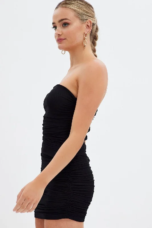 Black Bodycon Mini Dress Side Keyhole