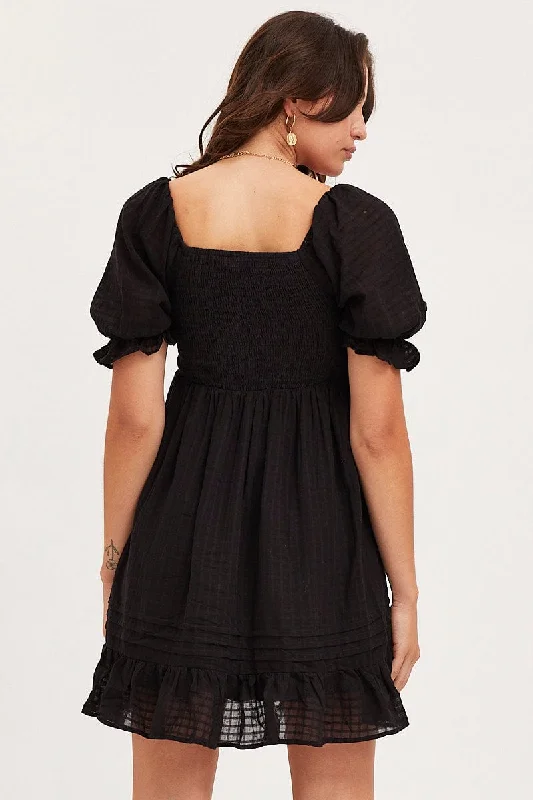 Black Dress Short Sleeve Mini