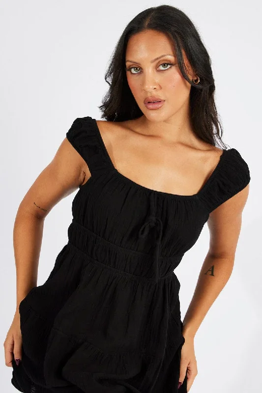 Black Fit And Flare Dress Mini