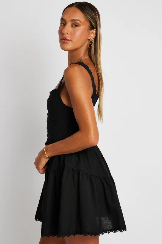 Black Fit And Flare Dress Mini