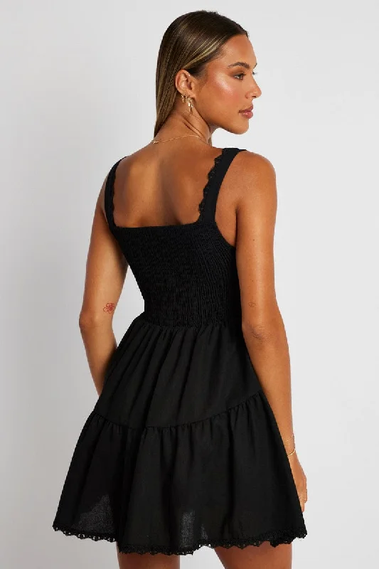 Black Fit And Flare Dress Mini