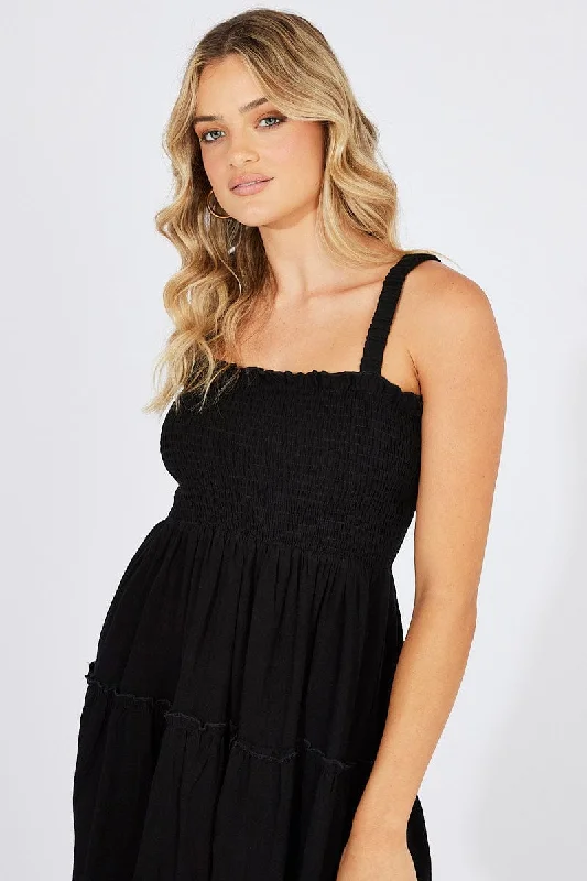 Black Fit And Flare Dress Sleeveless Mini