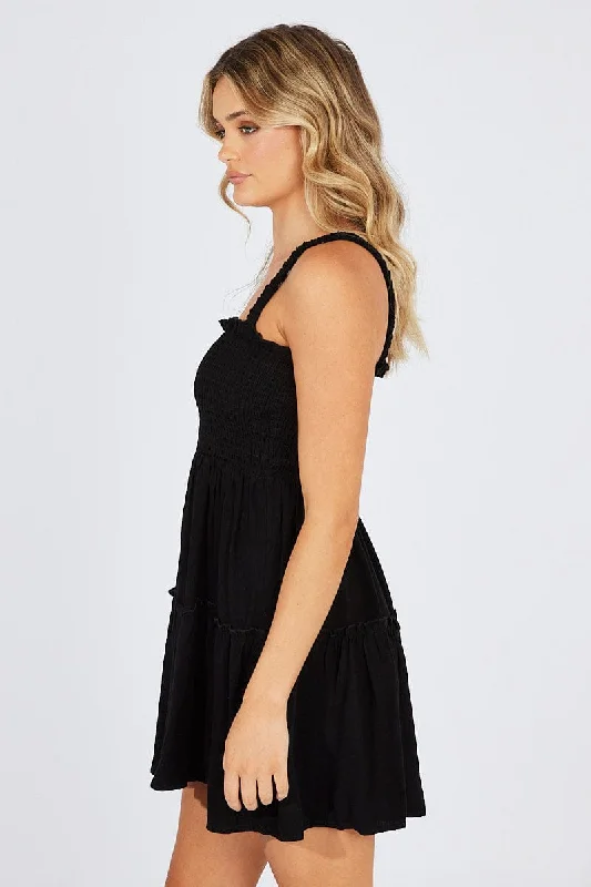 Black Fit And Flare Dress Sleeveless Mini