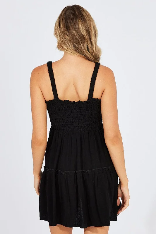 Black Fit And Flare Dress Sleeveless Mini