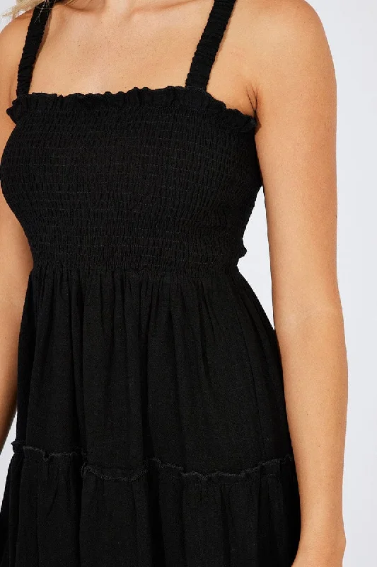 Black Fit And Flare Dress Sleeveless Mini