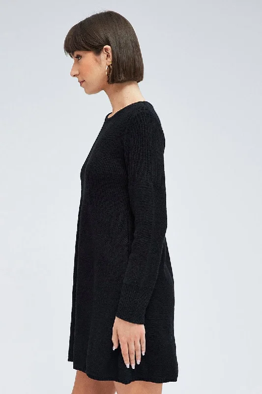 Black Knit Dress Long Sleeve