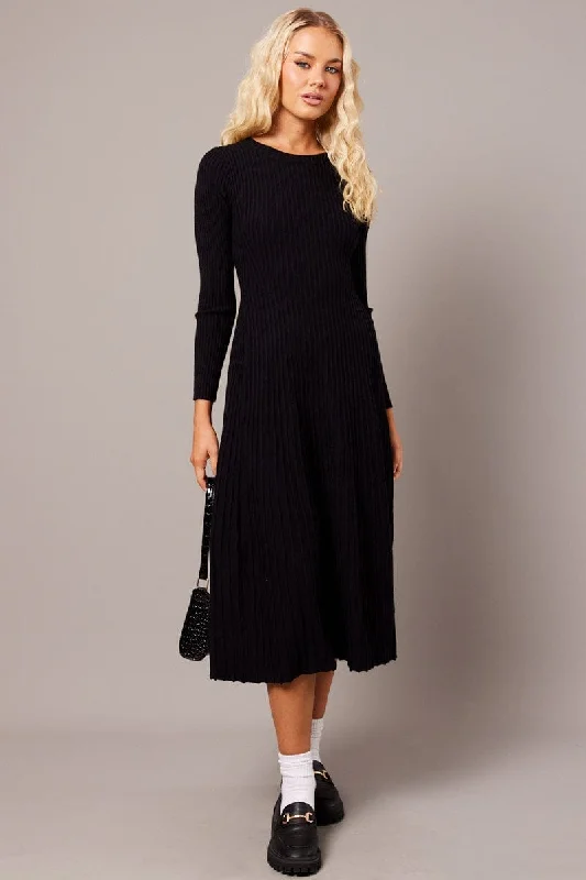 Black Knit Dress Long Sleeve