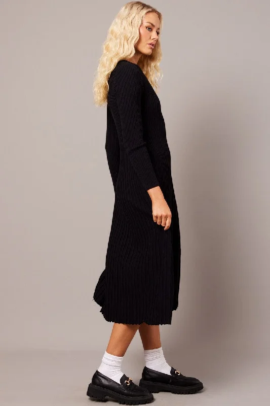 Black Knit Dress Long Sleeve