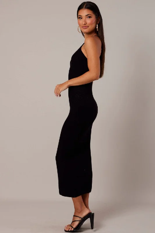 Black Knit Dress Sleeveless Cut Out