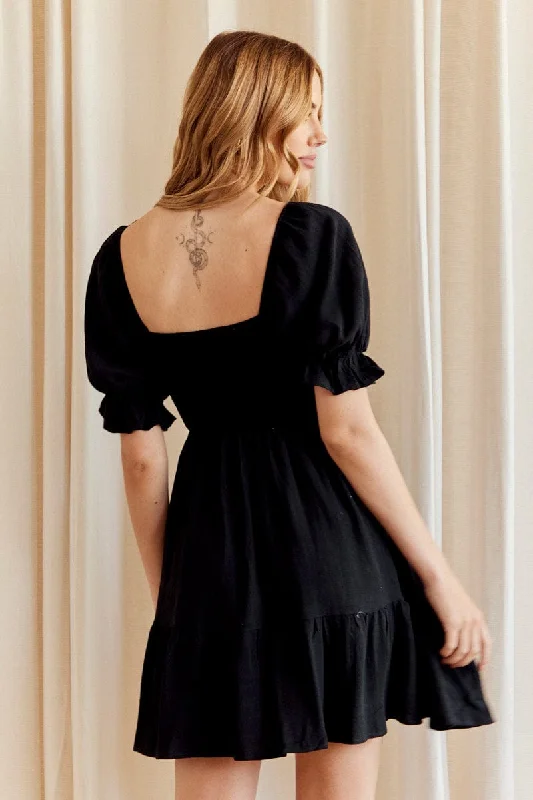 Black Mini Dress Short Sleeve