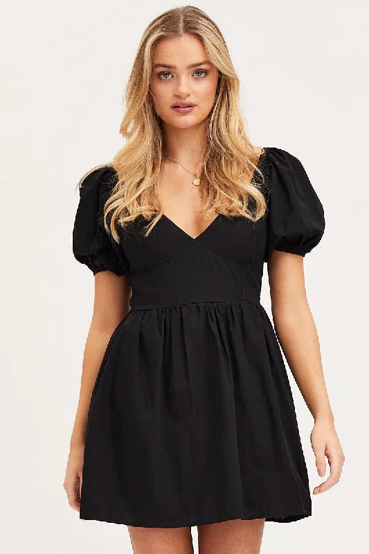 Black Mini Dress Short Sleeve