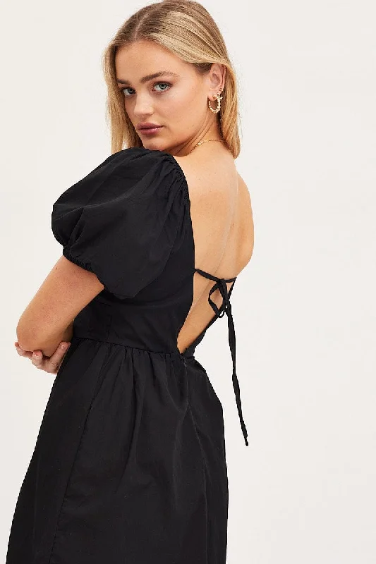 Black Mini Dress Short Sleeve