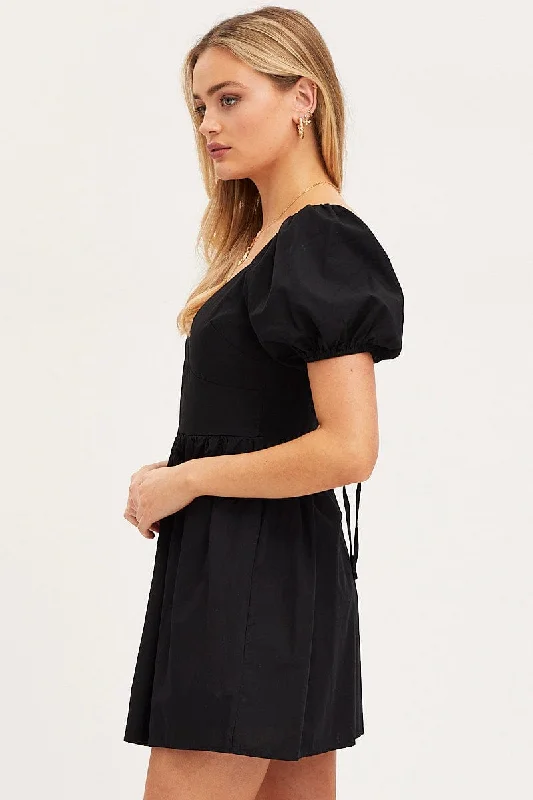 Black Mini Dress Short Sleeve