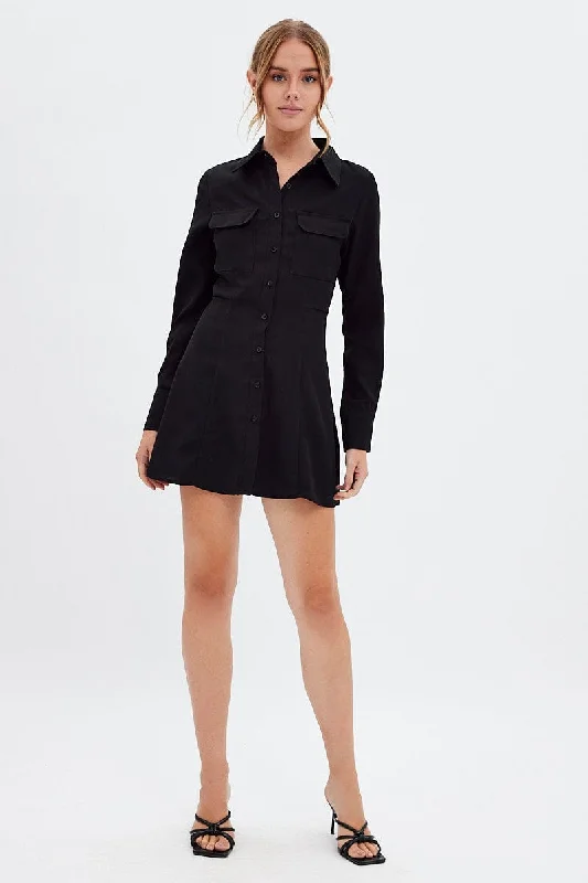 Black Shirt Dress Long Sleeve