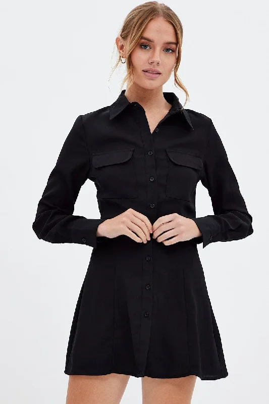 Black Shirt Dress Long Sleeve