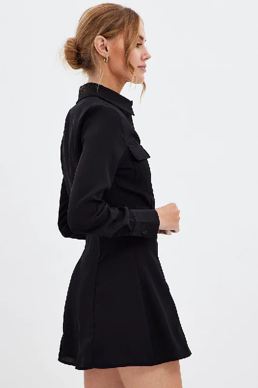 Black Shirt Dress Long Sleeve