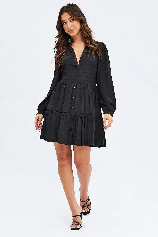 Black Shirts Dress Long Sleeve