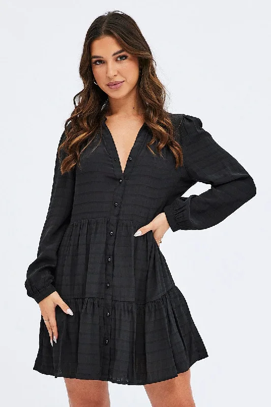 Black Shirts Dress Long Sleeve