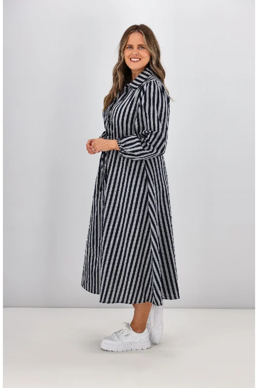 Boho Australia Alys Midi Dress Navy Stripe