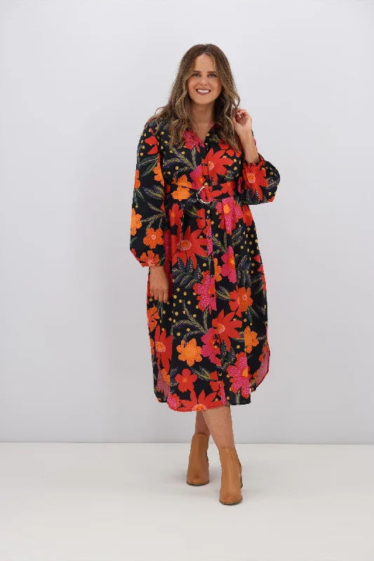 Boho Australia Fowler Midi Dress Red Floral