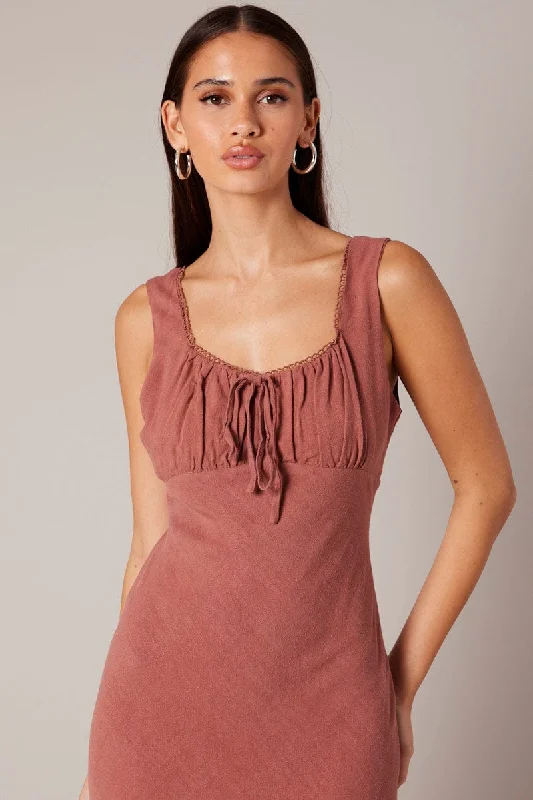 Brown Maxi Dress Sleeveless