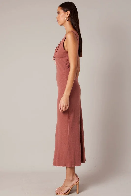 Brown Maxi Dress Sleeveless