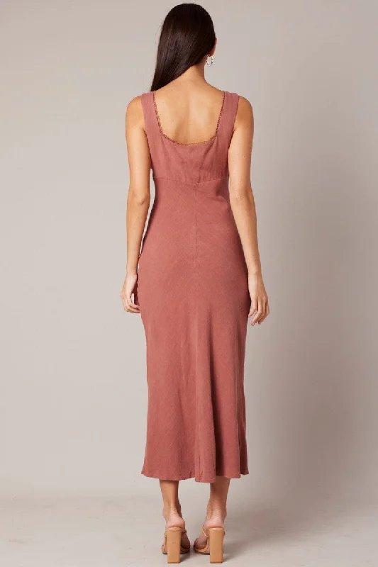 Brown Maxi Dress Sleeveless