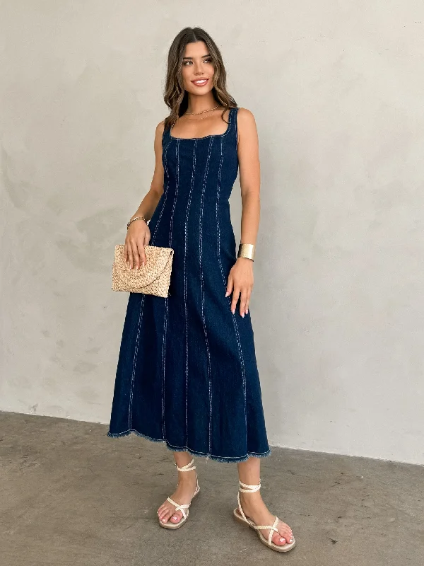 Eyes on the Prize Denim Midi Dress