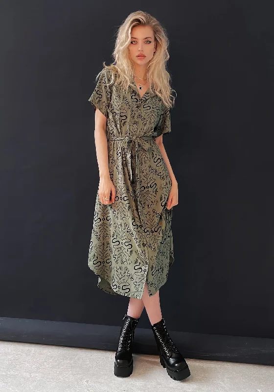 Dominion Snake Print Midi Shirt Dress