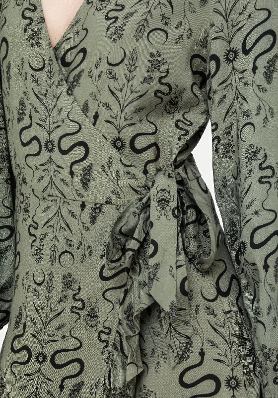 Dominion Snake Print Midi Wrap Dress