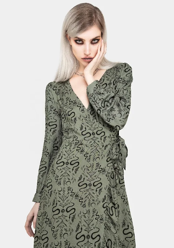 Dominion Snake Print Midi Wrap Dress