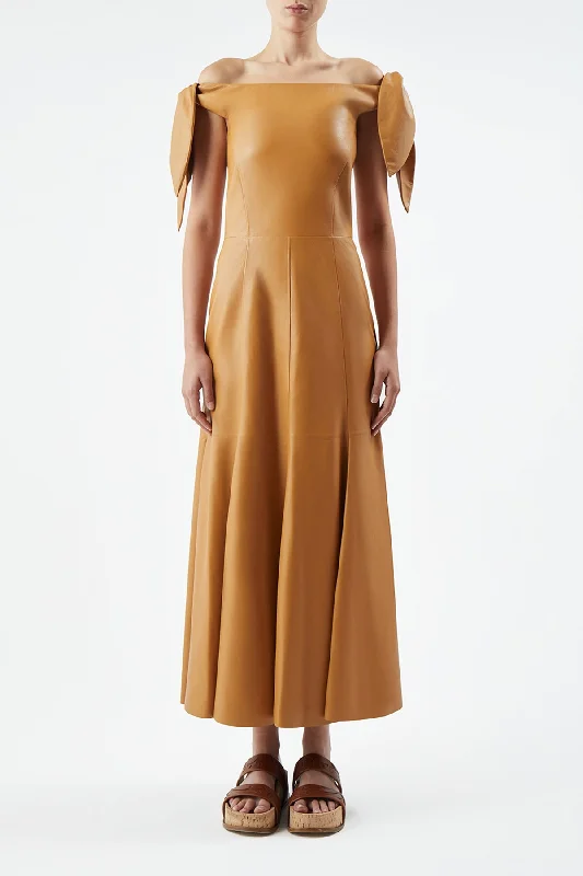 Eda Dress in Cashew Nappa Leather