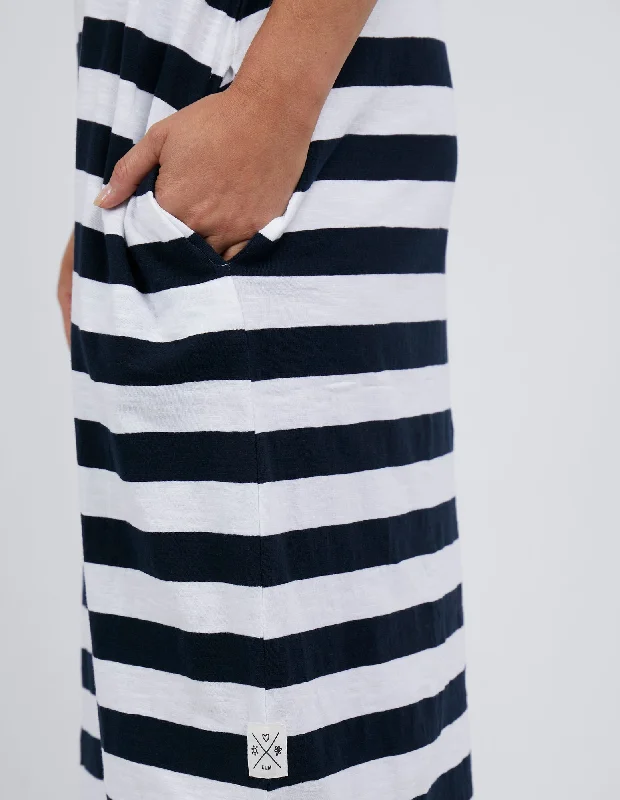 Elm Maeve Midi Dress Navy Stripe