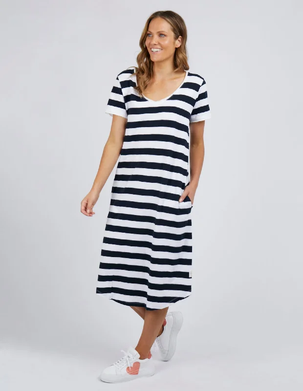 Elm Maeve Midi Dress Navy Stripe