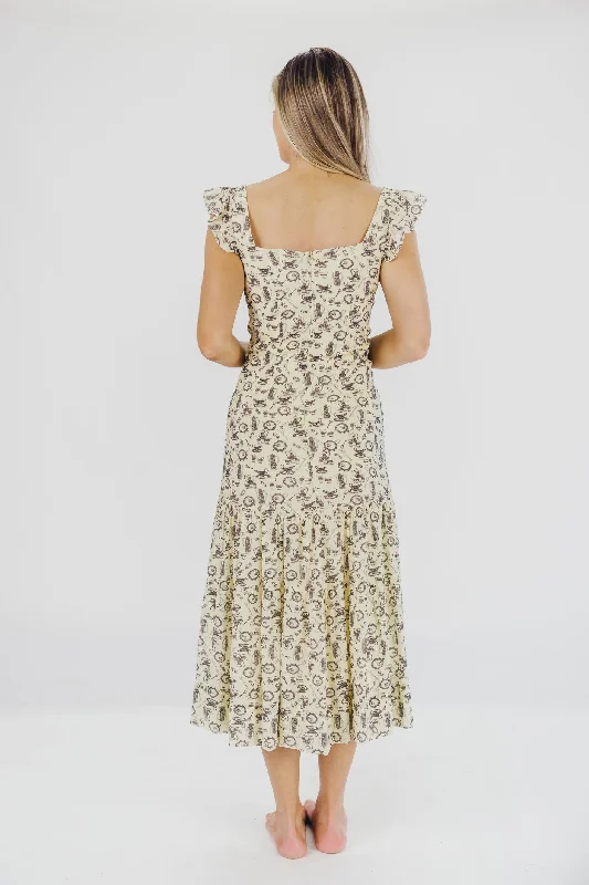 Emery Midi Dress in Vintage Tea (Sizes S-XL)