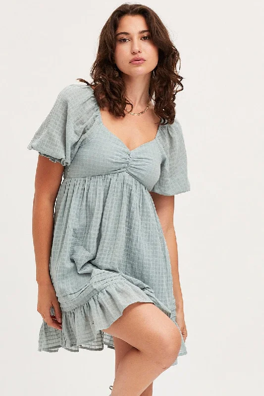 Green Dress Short Sleeve Mini