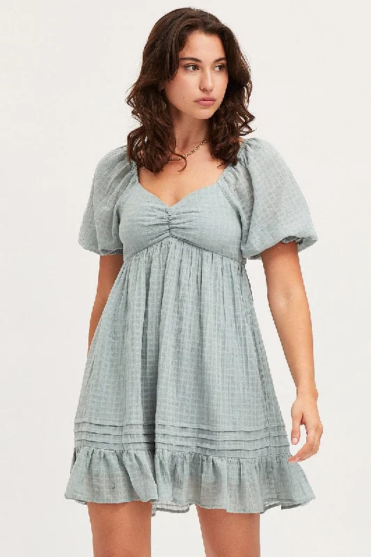 Green Dress Short Sleeve Mini