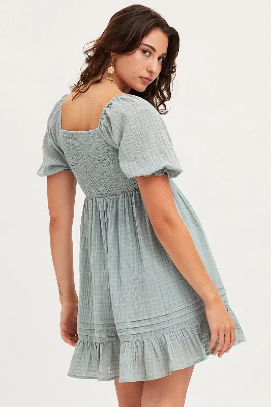 Green Dress Short Sleeve Mini